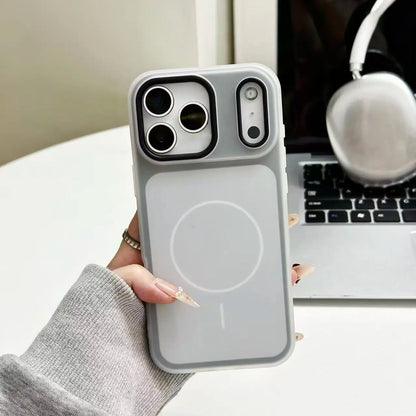 HISTORYOO Case for Iphone 17 Pro Max 16 15 14 plus 13 12 11 Pro Magnetic Magsafe (Pop Socket No Support Only Fit Flat Wireless Charging) Defender 2 in 1 Dual Layer Jelly Soft Matte Clear Silicone Hybrid Candy Color-Blocking PC Shockproof Luxury Back Cover
