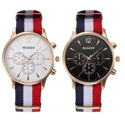 MIGEER Fashion Casual Men Watches Fabric Band Watches Quartz Wristwatches Relogio Masculino Horloge Vrouw Mannen Horloge 2019