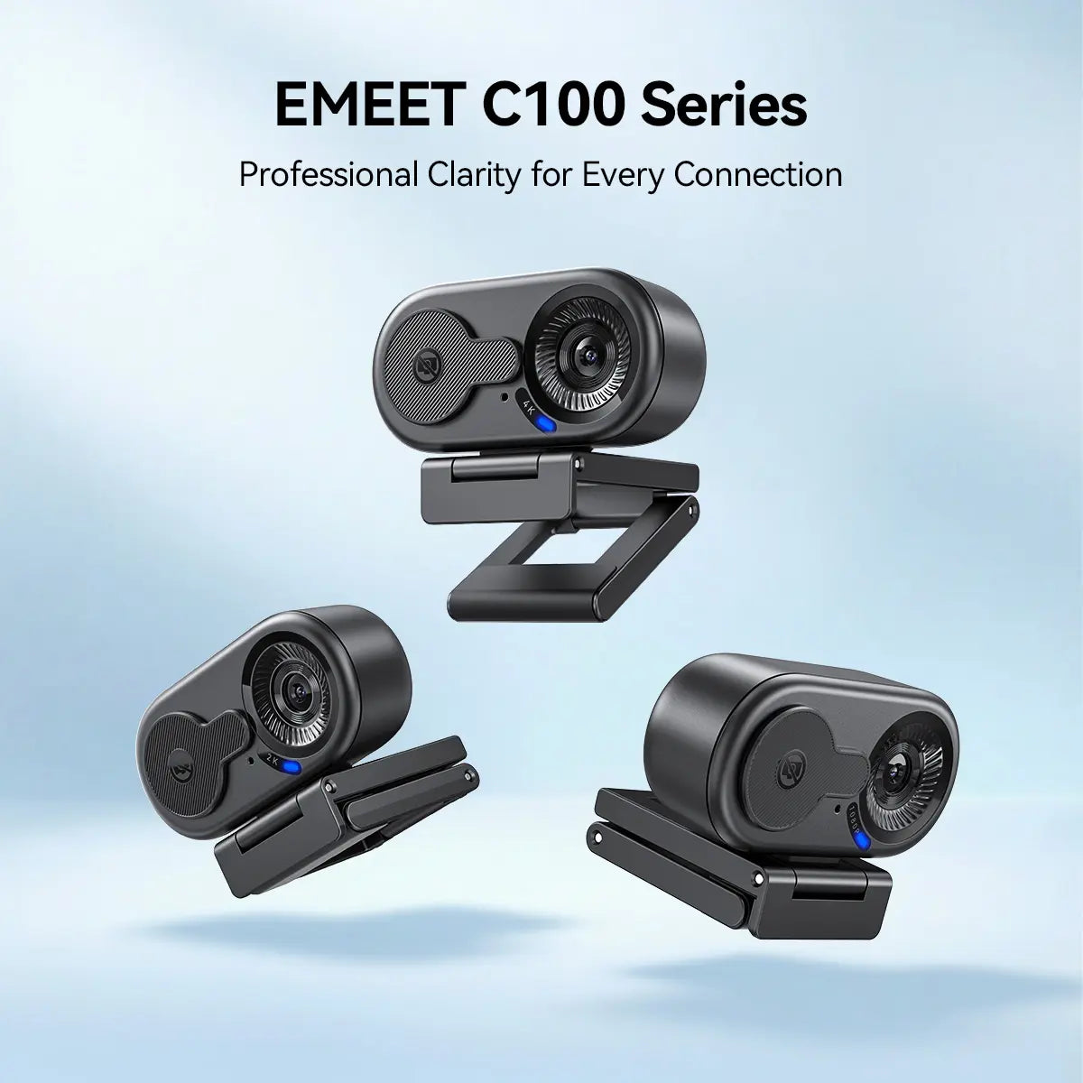 EMEET C100 4K External USB Webcam for PC, Fixed Focus, 66° FOV, Built-In Mic, Privacy Cover, Portable Metal Clip, Computer Camera for Home Office, Online Meetings, Desktop/Laptop USB-A, External Usb Webcams, Tiktokshopbacktoschool