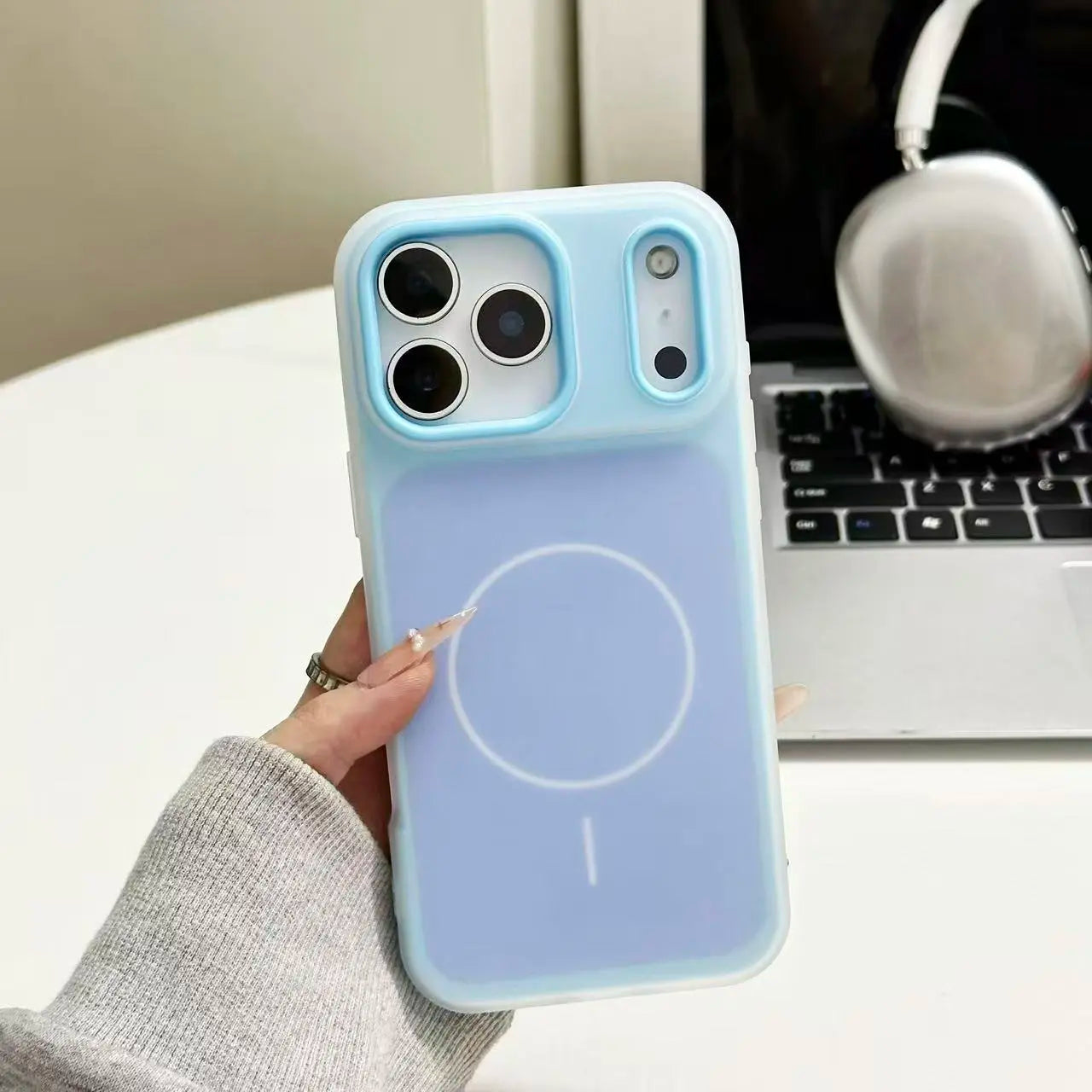 HISTORYOO Case for Iphone 17 Pro Max 16 15 14 plus 13 12 11 Pro Magnetic Magsafe (Pop Socket No Support Only Fit Flat Wireless Charging) Defender 2 in 1 Dual Layer Jelly Soft Matte Clear Silicone Hybrid Candy Color-Blocking PC Shockproof Luxury Back Cover