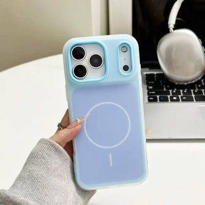 HISTORYOO Case for Iphone 17 Pro Max 16 15 14 plus 13 12 11 Pro Magnetic Magsafe (Pop Socket No Support Only Fit Flat Wireless Charging) Defender 2 in 1 Dual Layer Jelly Soft Matte Clear Silicone Hybrid Candy Color-Blocking PC Shockproof Luxury Back Cover