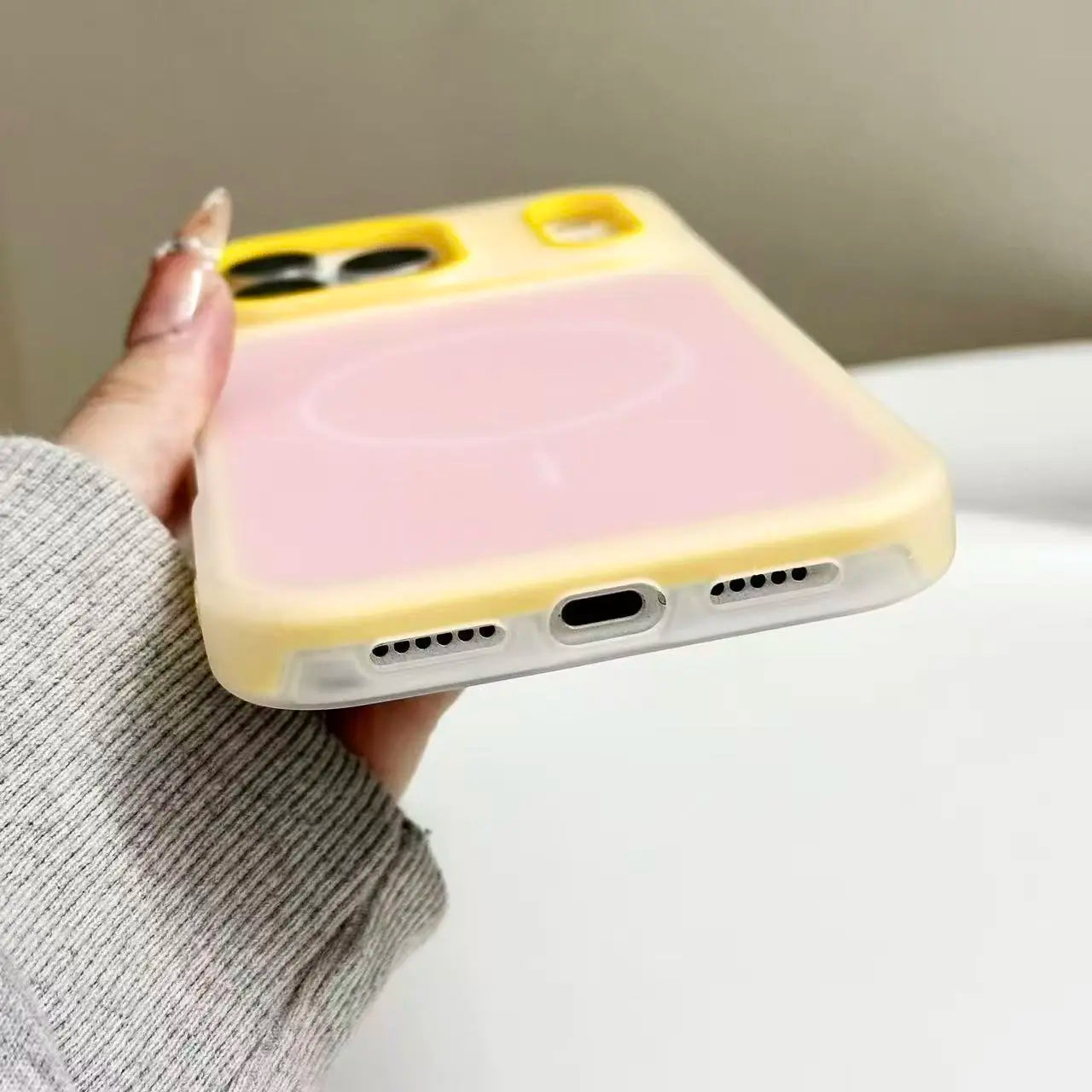 HISTORYOO Case for Iphone 17 Pro Max 16 15 14 plus 13 12 11 Pro Magnetic Magsafe (Pop Socket No Support Only Fit Flat Wireless Charging) Defender 2 in 1 Dual Layer Jelly Soft Matte Clear Silicone Hybrid Candy Color-Blocking PC Shockproof Luxury Back Cover