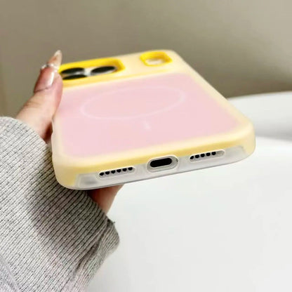 HISTORYOO Case for Iphone 17 Pro Max 16 15 14 plus 13 12 11 Pro Magnetic Magsafe (Pop Socket No Support Only Fit Flat Wireless Charging) Defender 2 in 1 Dual Layer Jelly Soft Matte Clear Silicone Hybrid Candy Color-Blocking PC Shockproof Luxury Back Cover