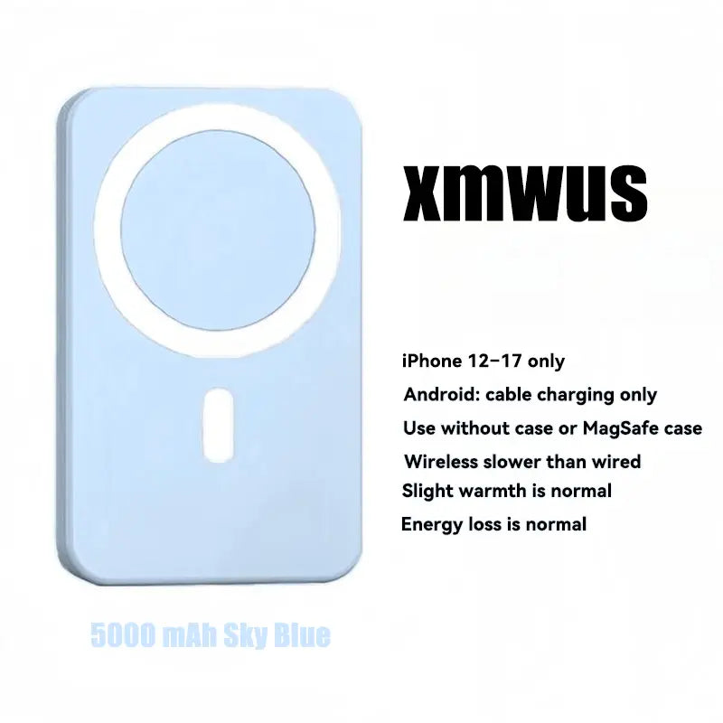 5000Mah Magnetic Wireless Power Bank for Iphone 12-17 Series, Portable Charger Compatible with Magsafe Cases, Back to School Essentials,Back to School,Back to School Haul
