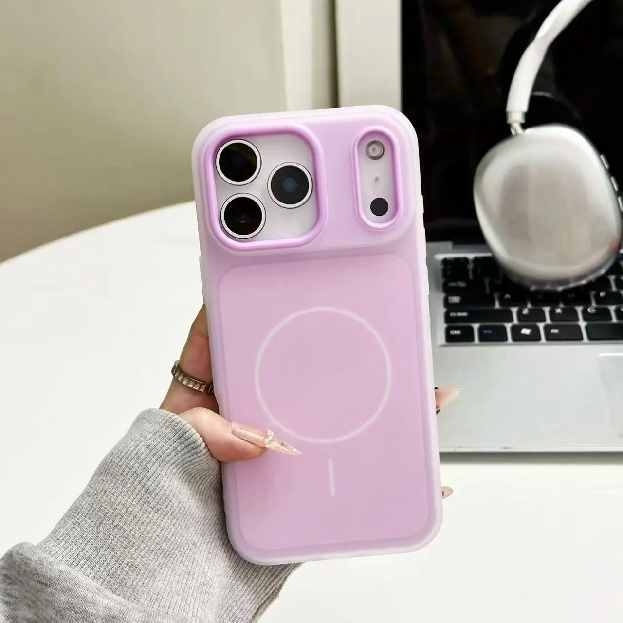 HISTORYOO Case for Iphone 17 Pro Max 16 15 14 plus 13 12 11 Pro Magnetic Magsafe (Pop Socket No Support Only Fit Flat Wireless Charging) Defender 2 in 1 Dual Layer Jelly Soft Matte Clear Silicone Hybrid Candy Color-Blocking PC Shockproof Luxury Back Cover