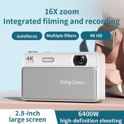 Digital Camera for Teens, Portable Digital Camera, Autofocus Vlogging Camera, Equipped with a Memory Card, 48-Megapixel Compact Point-And-Shoot Digital Camera, Suitable for Beginners, Equipped with 16X Zoom and Image Stabilization