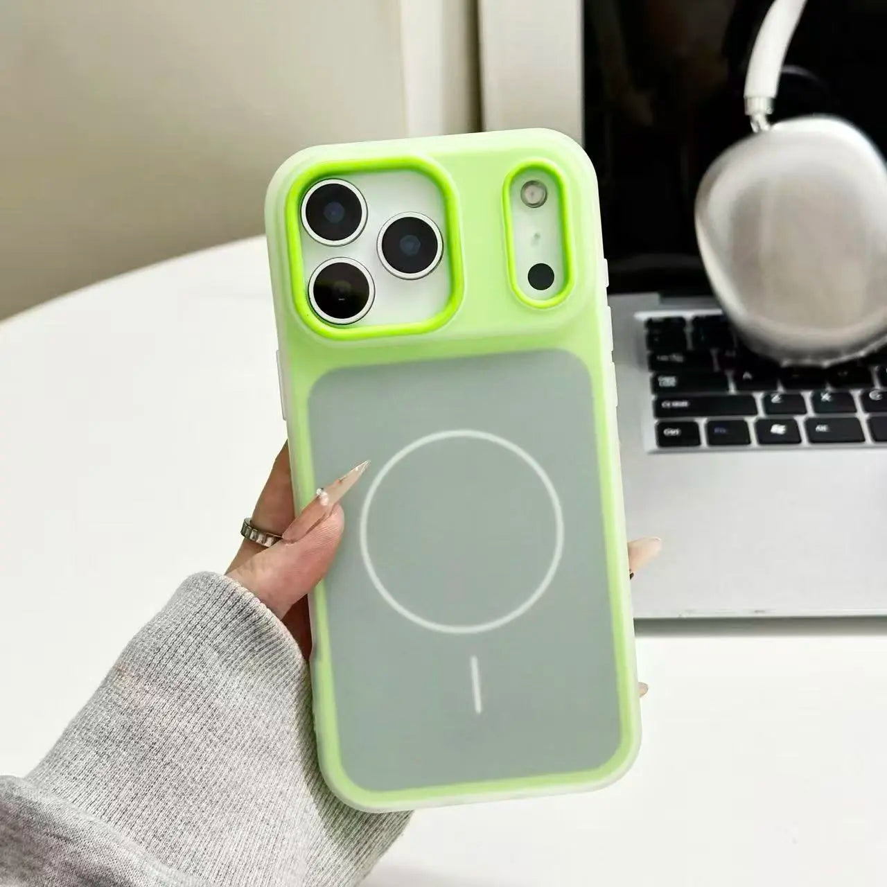 HISTORYOO Case for Iphone 17 Pro Max 16 15 14 plus 13 12 11 Pro Magnetic Magsafe (Pop Socket No Support Only Fit Flat Wireless Charging) Defender 2 in 1 Dual Layer Jelly Soft Matte Clear Silicone Hybrid Candy Color-Blocking PC Shockproof Luxury Back Cover