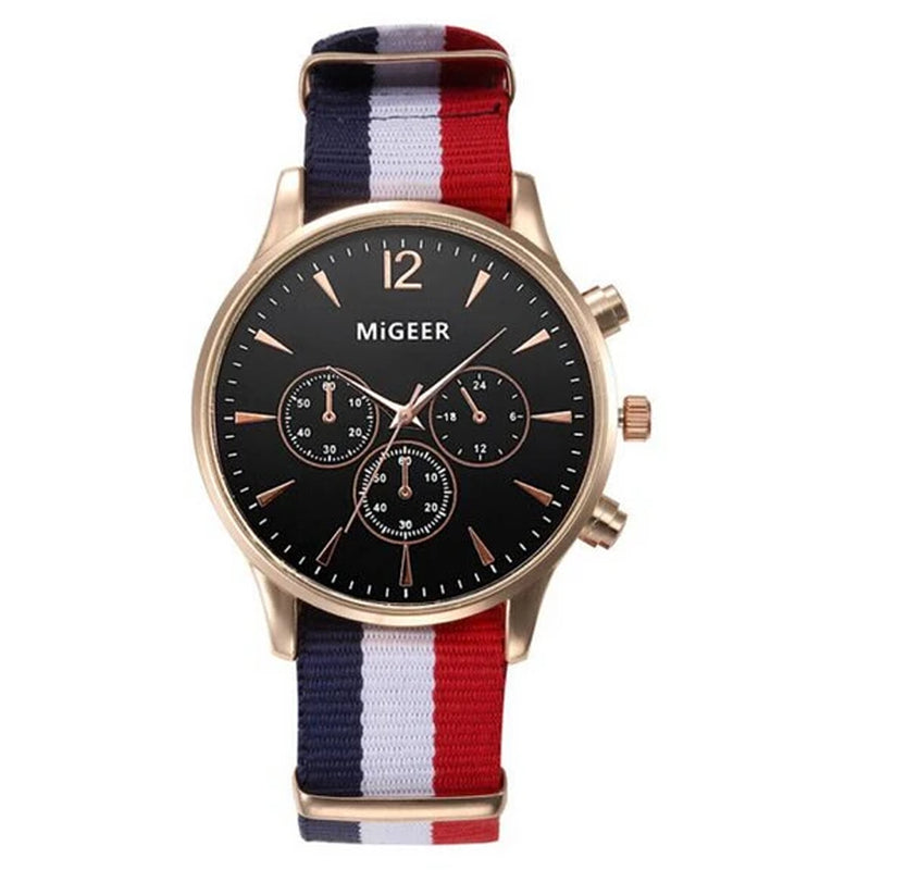 MIGEER Fashion Casual Men Watches Fabric Band Watches Quartz Wristwatches Relogio Masculino Horloge Vrouw Mannen Horloge 2019