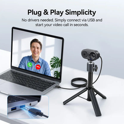 EMEET C100 4K External USB Webcam for PC, Fixed Focus, 66° FOV, Built-In Mic, Privacy Cover, Portable Metal Clip, Computer Camera for Home Office, Online Meetings, Desktop/Laptop USB-A, External Usb Webcams, Tiktokshopbacktoschool