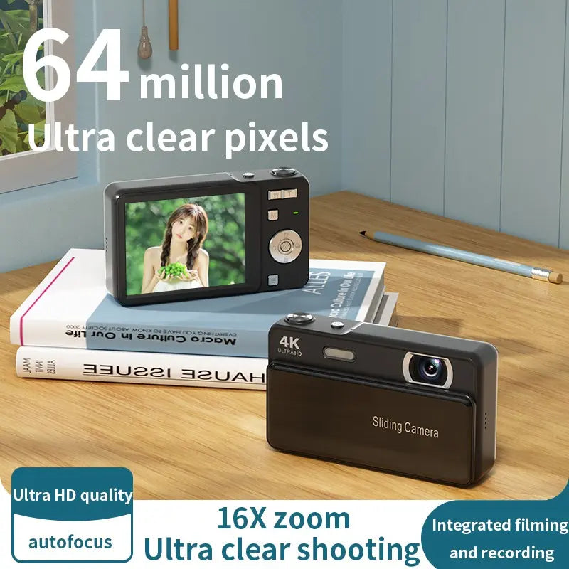 Digital Camera for Teens, Portable Digital Camera, Autofocus Vlogging Camera, Equipped with a Memory Card, 48-Megapixel Compact Point-And-Shoot Digital Camera, Suitable for Beginners, Equipped with 16X Zoom and Image Stabilization