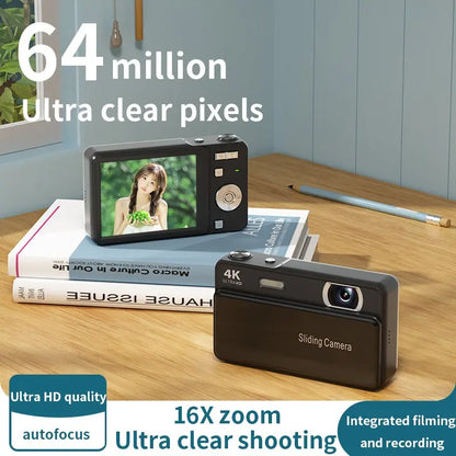 Digital Camera for Teens, Portable Digital Camera, Autofocus Vlogging Camera, Equipped with a Memory Card, 48-Megapixel Compact Point-And-Shoot Digital Camera, Suitable for Beginners, Equipped with 16X Zoom and Image Stabilization
