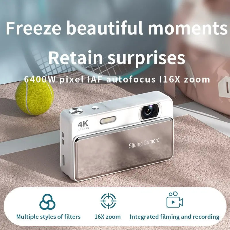 Digital Camera for Teens, Portable Digital Camera, Autofocus Vlogging Camera, Equipped with a Memory Card, 48-Megapixel Compact Point-And-Shoot Digital Camera, Suitable for Beginners, Equipped with 16X Zoom and Image Stabilization