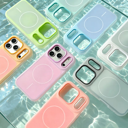 HISTORYOO Case for Iphone 17 Pro Max 16 15 14 plus 13 12 11 Pro Magnetic Magsafe (Pop Socket No Support Only Fit Flat Wireless Charging) Defender 2 in 1 Dual Layer Jelly Soft Matte Clear Silicone Hybrid Candy Color-Blocking PC Shockproof Luxury Back Cover