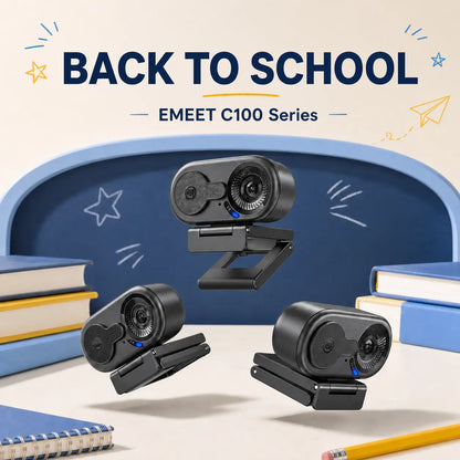 EMEET C100 4K External USB Webcam for PC, Fixed Focus, 66° FOV, Built-In Mic, Privacy Cover, Portable Metal Clip, Computer Camera for Home Office, Online Meetings, Desktop/Laptop USB-A, External Usb Webcams, Tiktokshopbacktoschool